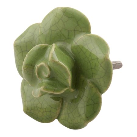 Pea Green Crackle Rose Flower Ceramic Knobs Online